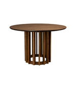 Ronde eettafel walnoot 120 cm met kolompoot – Dutchbone Barlet