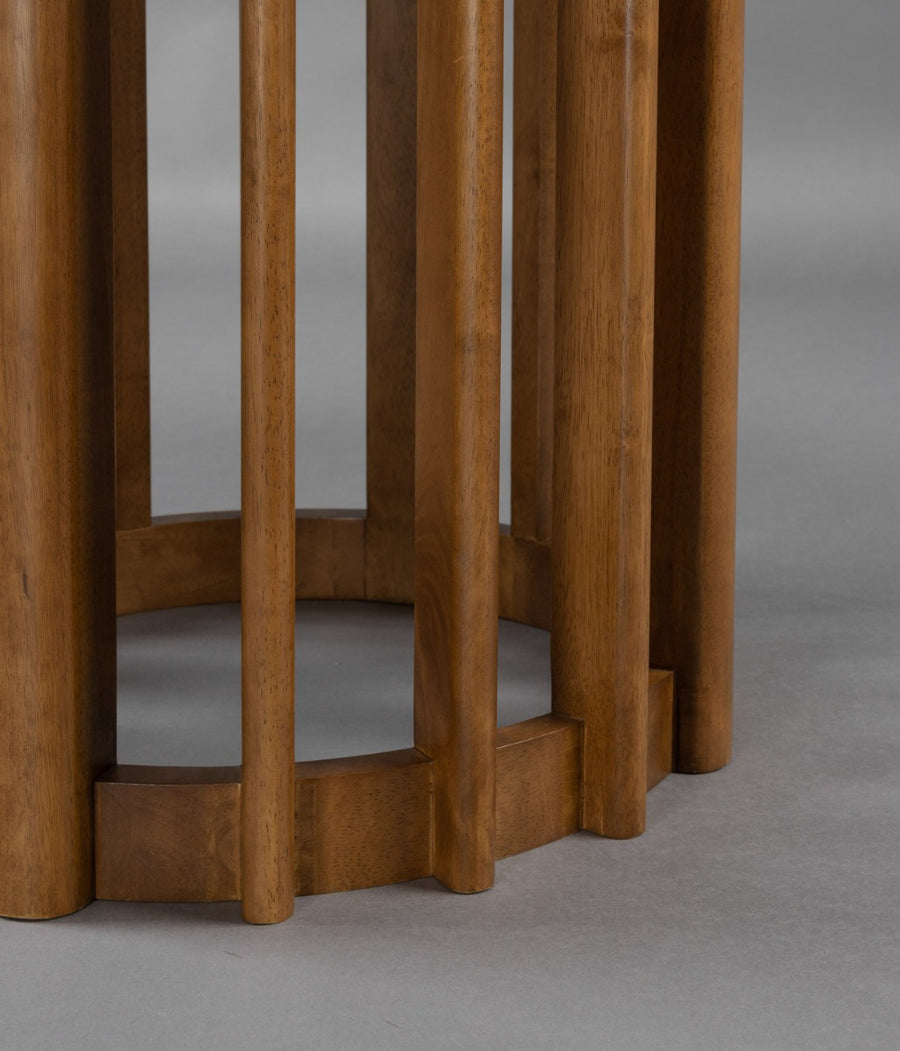 Ronde eettafel walnoot 120 cm van bovenaf gezien