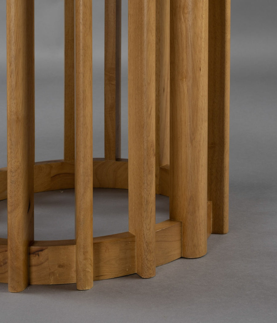 Kolompoot van de ronde eiken eettafel Dutchbone Barlet