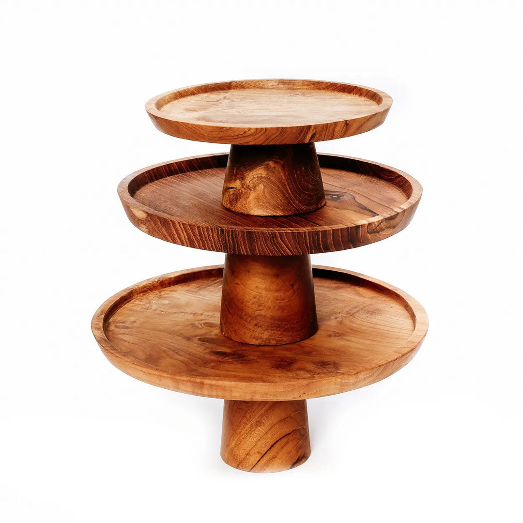 Taartplateau van Teakwortel – M-L – Handgemaakt Hout