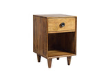 Nachtkast Retro 40 cm – Hout met Lade en Open Vak