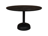 Ronde Eettafel Surya Zwart Ø 120 cm – Mangohout op Metalen Voet