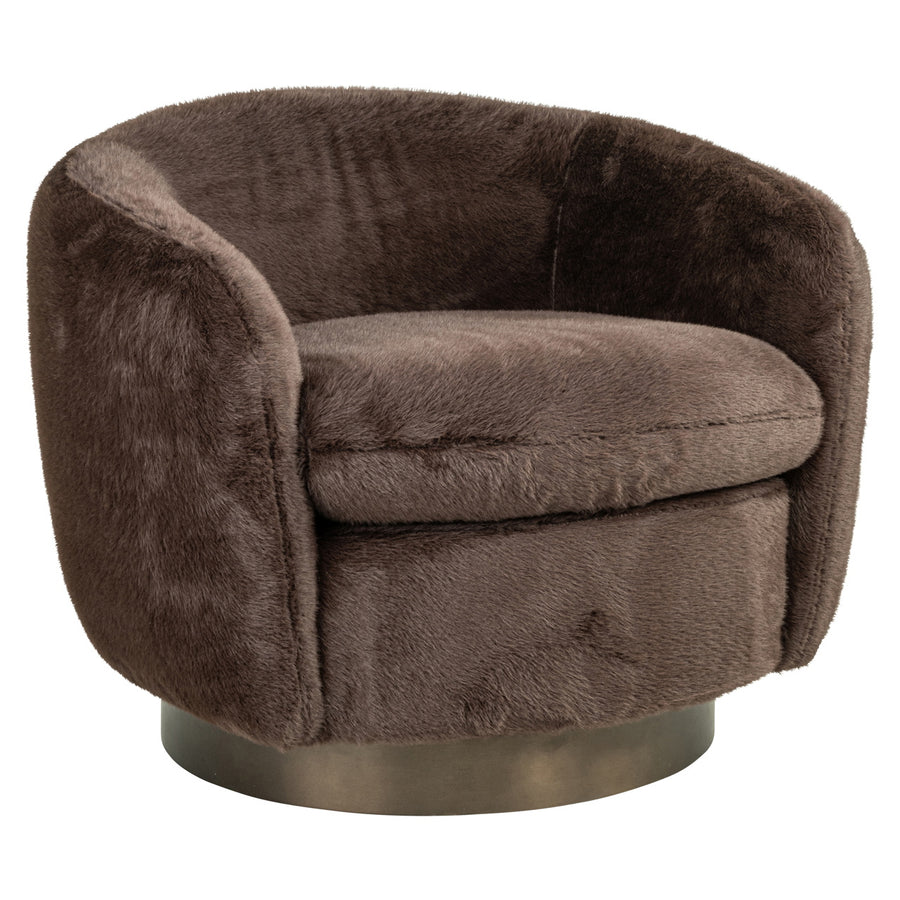 Richmond Loungestoel Colmar Chocoladebruin Fluffy Draaibaar - afbeelding 2