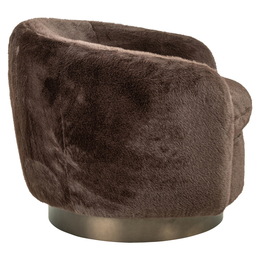 Richmond Loungestoel Colmar Chocoladebruin Fluffy Draaibaar - afbeelding 4