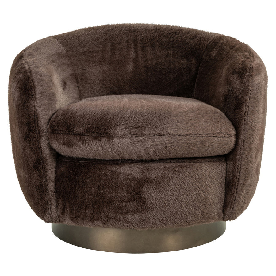Richmond Loungestoel Colmar Chocoladebruin Fluffy Draaibaar - afbeelding 3