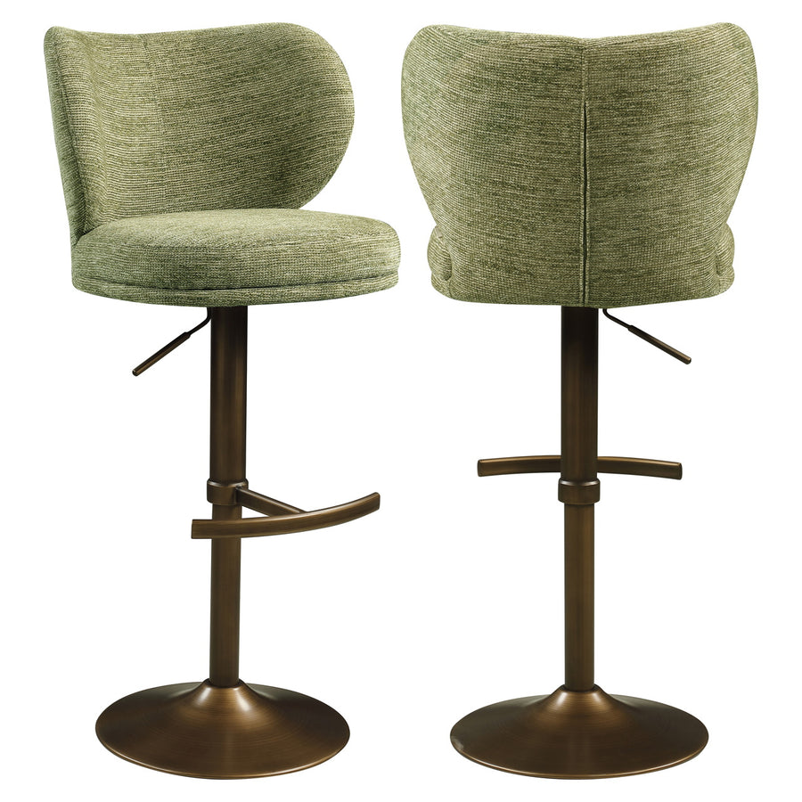 Richmond Barkruk Amely pistachegroen softweave draaibaar met gouden voet