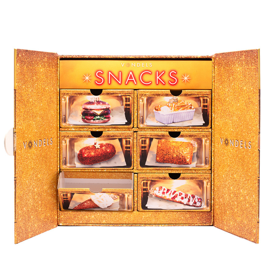 Glazen kersthangers in snackvorm uit de Vondels adventskalender
