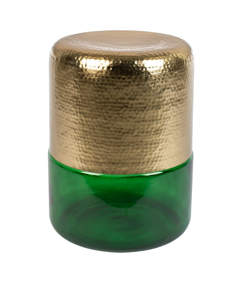 Ronde bijzettafel van groen glas 35 cm – Dutchbone Cave