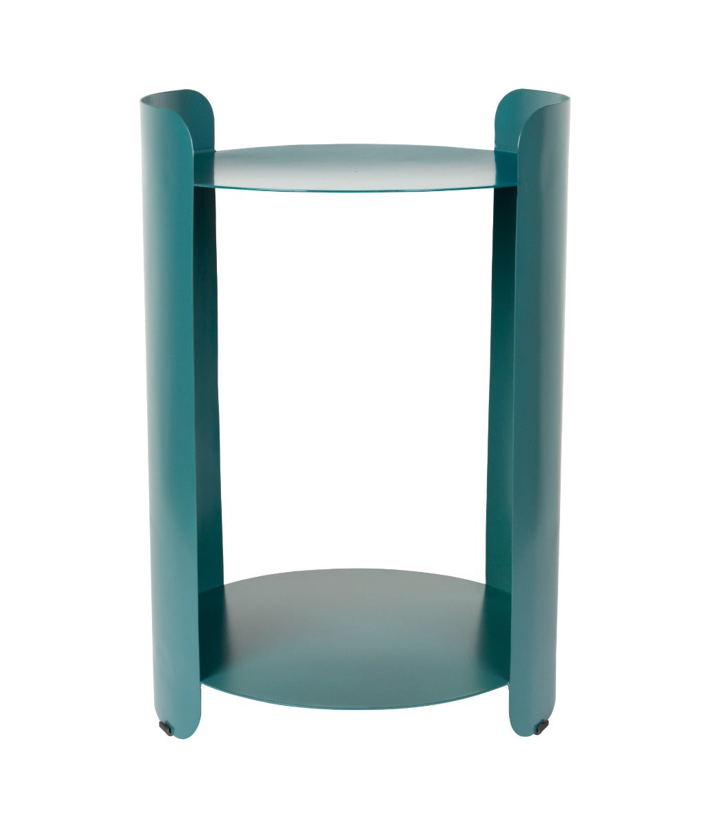 Ronde metalen bijzettafel blauw 31 cm – Dutchbone Navagio