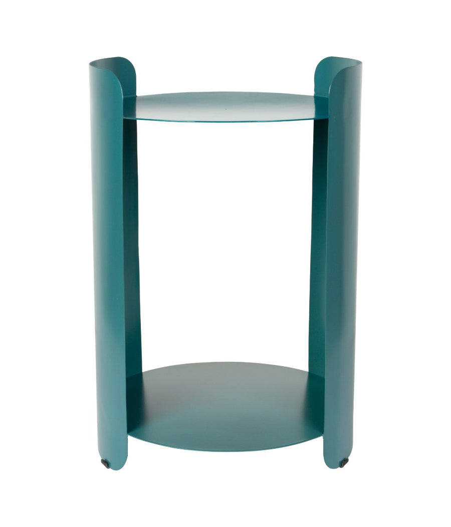 Ronde metalen bijzettafel blauw 31 cm – Dutchbone Navagio