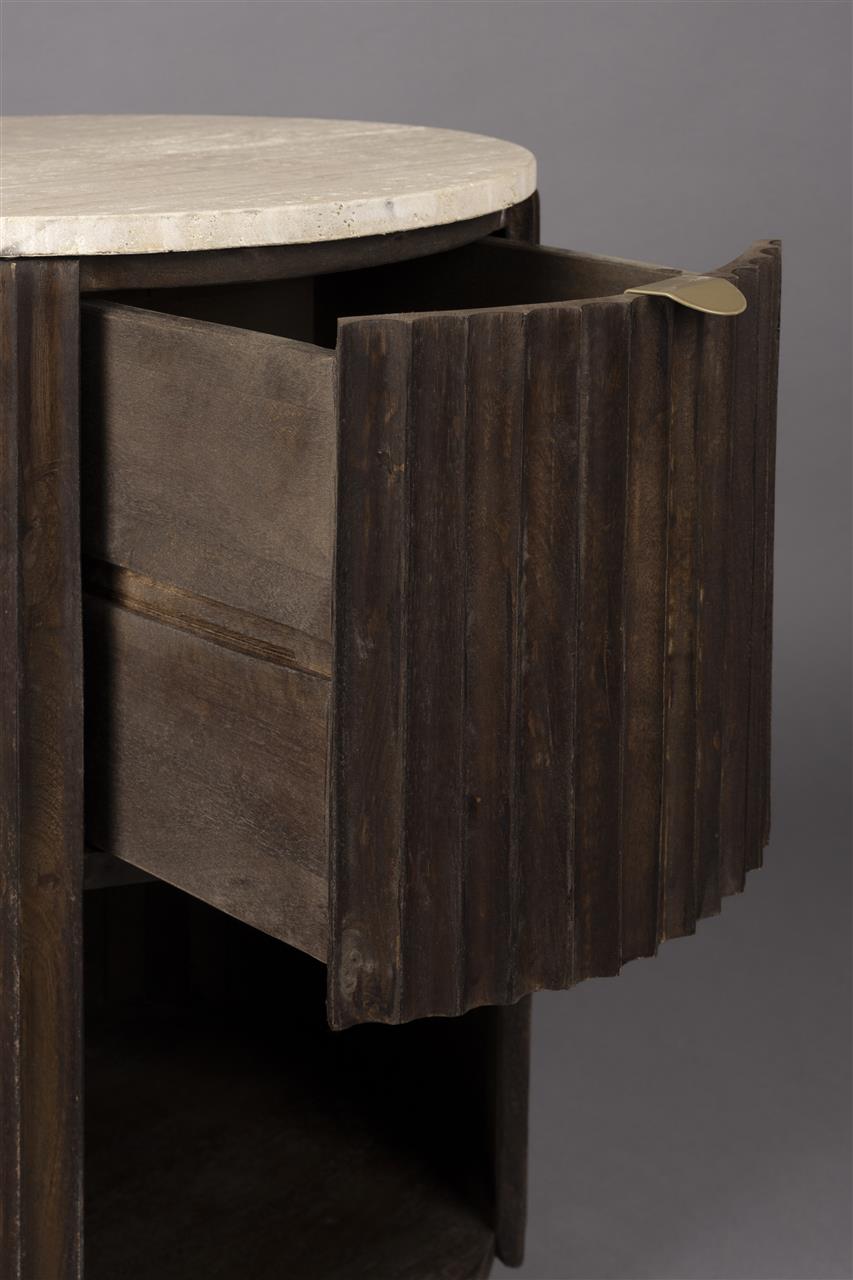 Bijzettafel Mangohout met Lade – Dutchbone Marlow