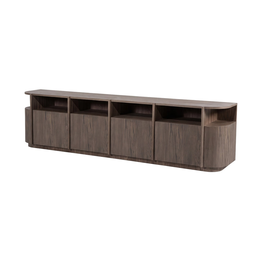 TV-meubel Oslo 230 cm – eiken & eikenfineer donkerbruin