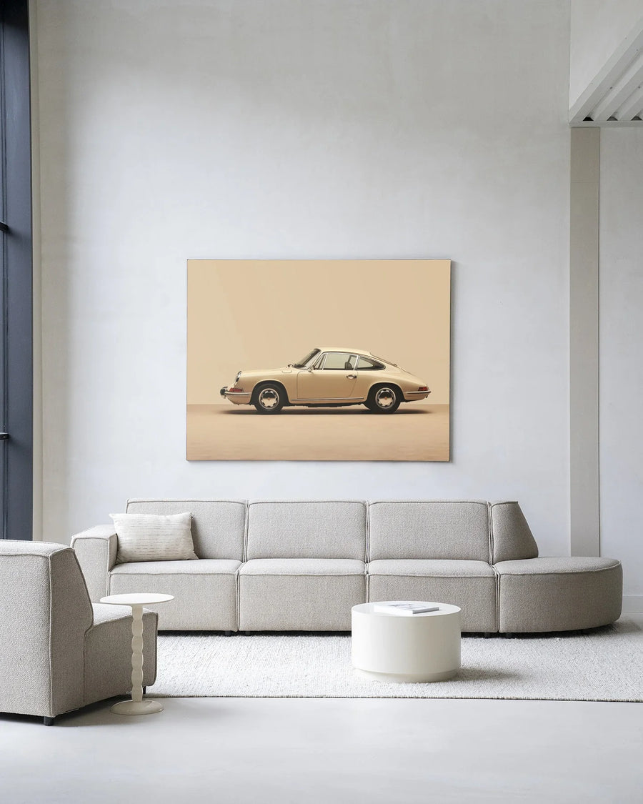 Vintage Porsche Beige - Moderne Wanddecoratie | Artprint, Glass Art & Wandkleed