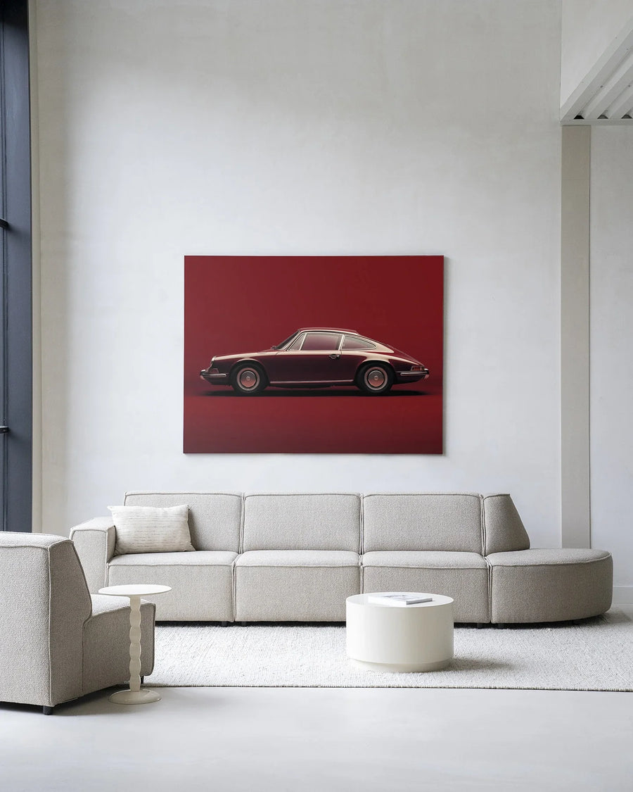 Vintage Porsche Red - Moderne Wanddecoratie | Artprint, Glass Art & Wandkleed