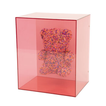 Confetti Bear – Kleurrijk Kunstobject in Transparante Box