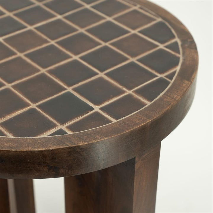 Bijzettafel Eliana | Bruin Mangohout & Keramiek