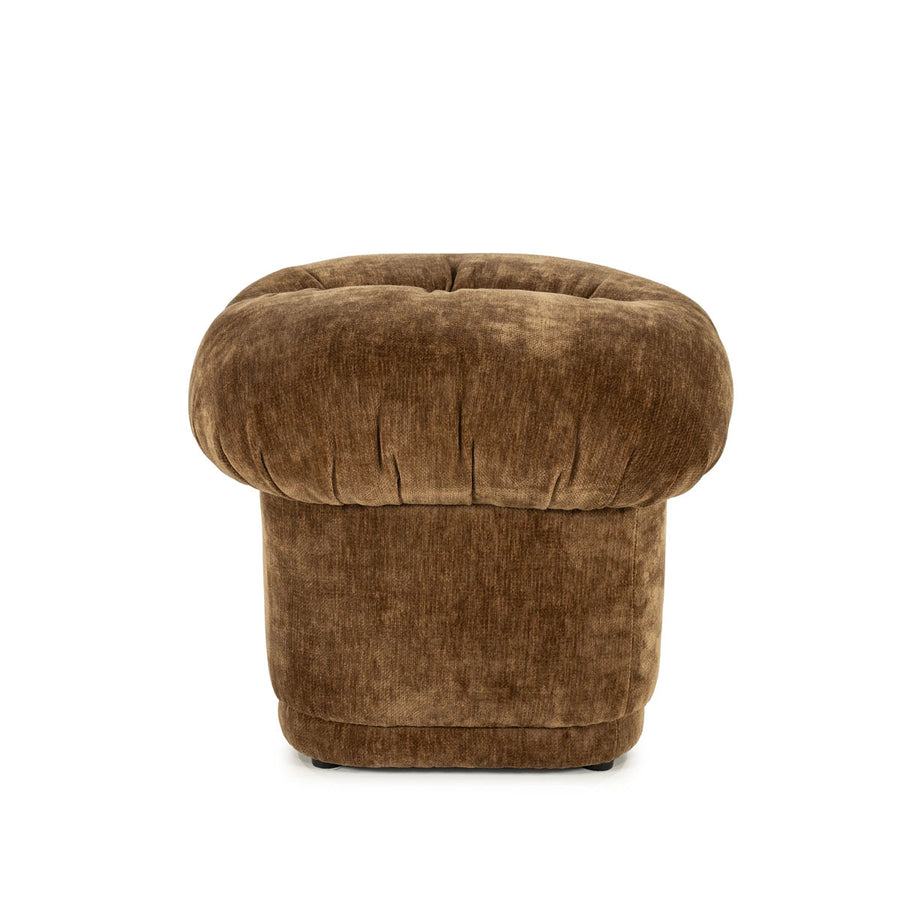 Kruk Nook – hout, foam & polyester mosterd