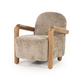Retrova Fauteuil Taupe – Print Design met Houten Armleuningen