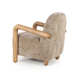 Retrova Fauteuil Taupe – Print Design met Houten Armleuningen