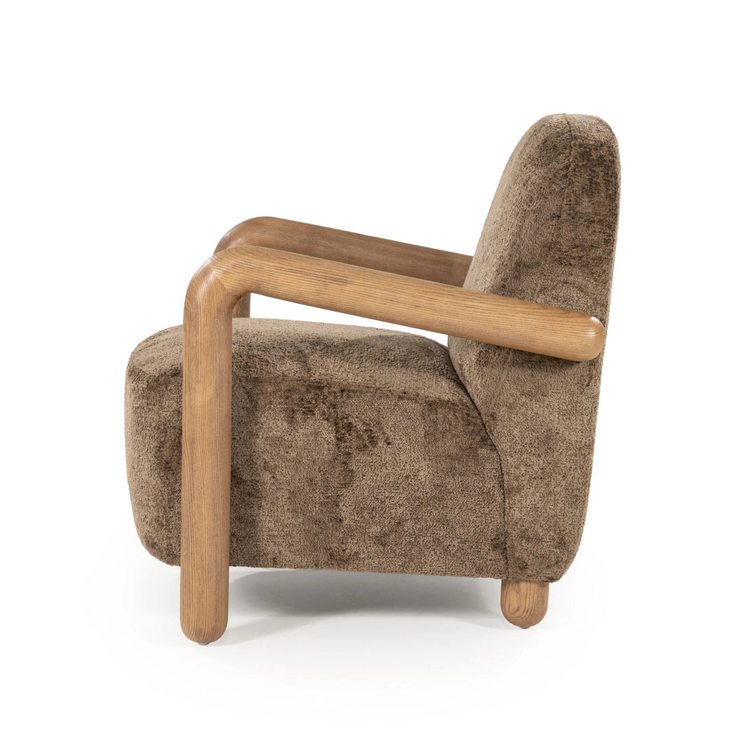 Retrova Fauteuil Bruin– Print Design met Houten Armleuningen