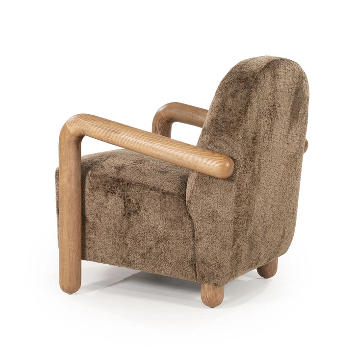 Retrova Fauteuil Bruin– Print Design met Houten Armleuningen