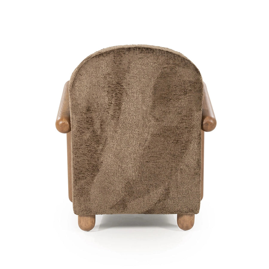 Retrova Fauteuil Bruin– Print Design met Houten Armleuningen