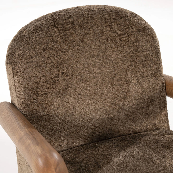 Retrova Fauteuil Bruin– Print Design met Houten Armleuningen