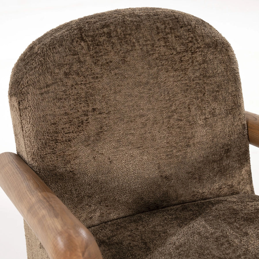 Retrova Fauteuil Bruin– Print Design met Houten Armleuningen