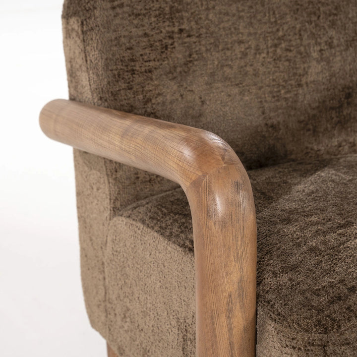 Retrova Fauteuil Bruin– Print Design met Houten Armleuningen