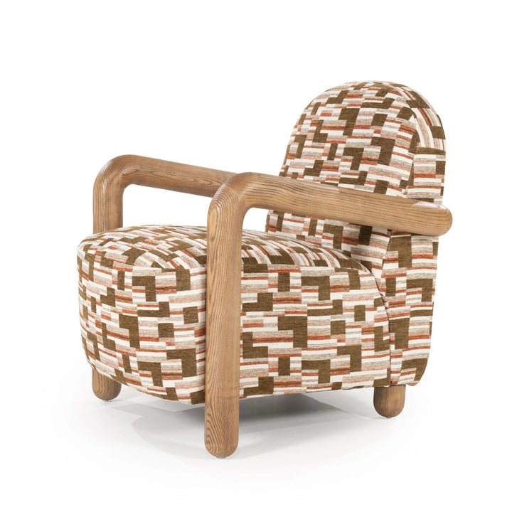 Retrova Fauteuil Retro – Print Design met Houten Armleuningen