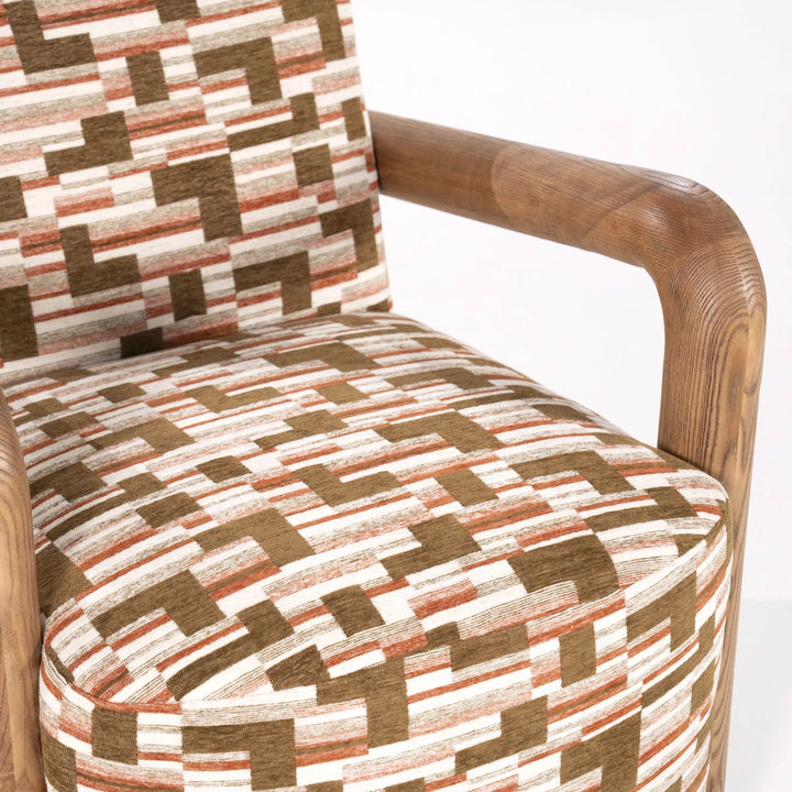 Retrova Fauteuil Retro – Print Design met Houten Armleuningen