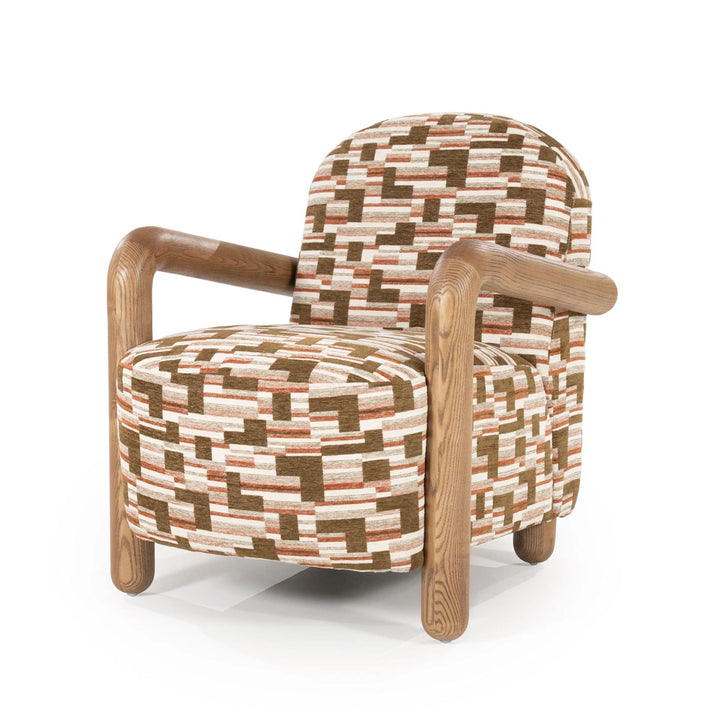 Retrova Fauteuil Retro – Print Design met Houten Armleuningen