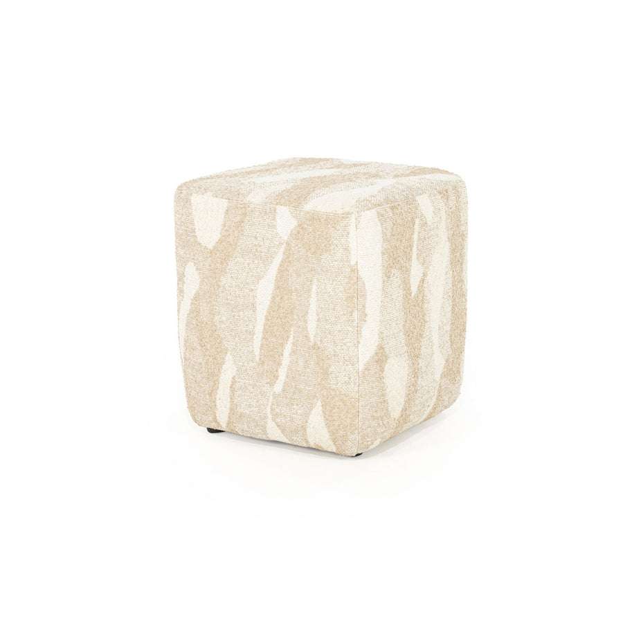 Poef Rytm – stof & hout beige small