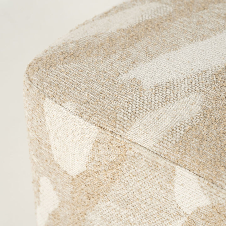 Poef Rytm – stof & hout beige small