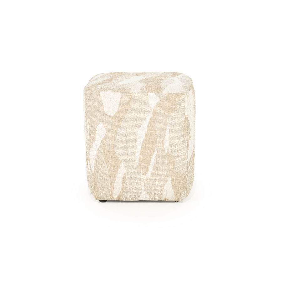 Poef Rytm – stof & hout beige small