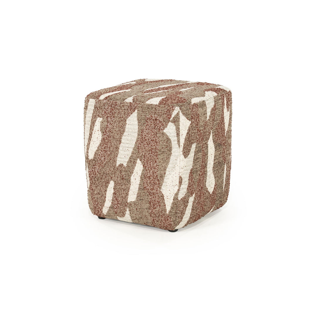 Poef Rytm – stof & hout rood small