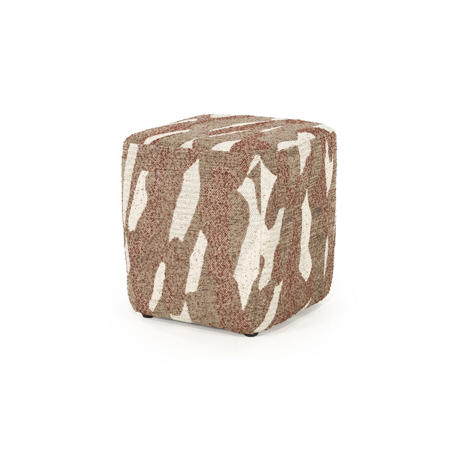 Poef Rytm – stof & hout rood small