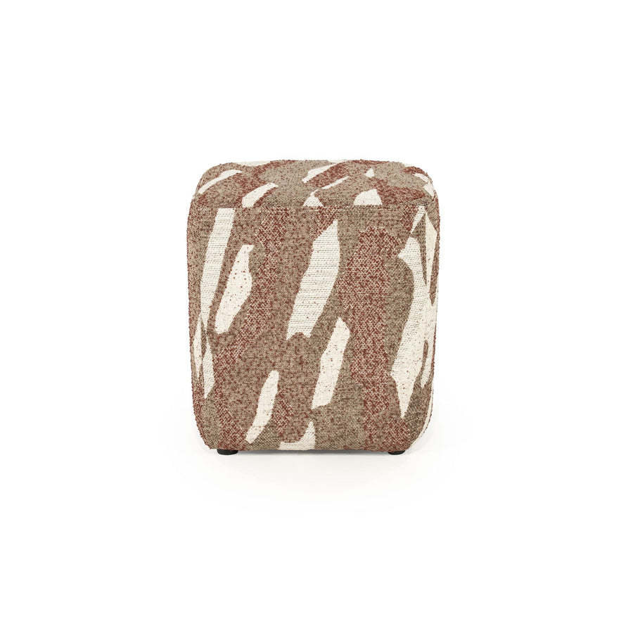 Poef Rytm – stof & hout rood small