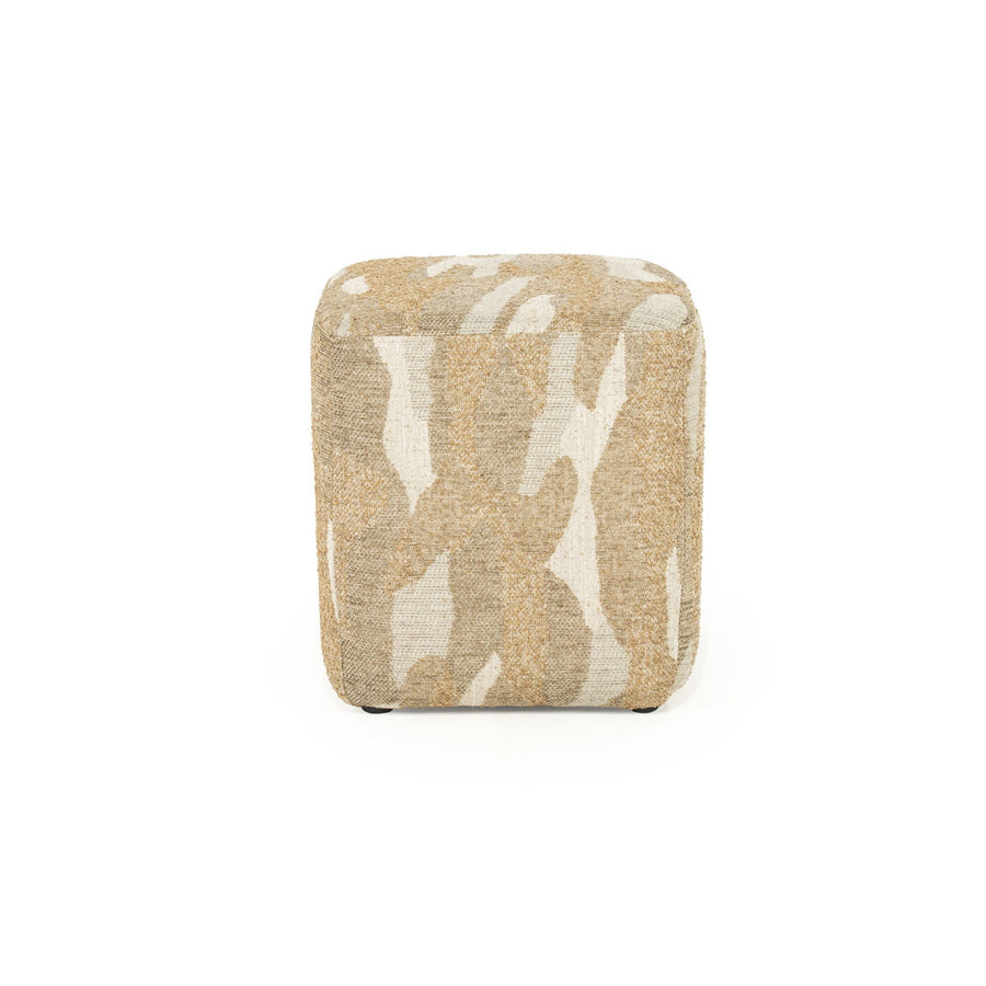 Poef Rytm – stof & hout taupe small