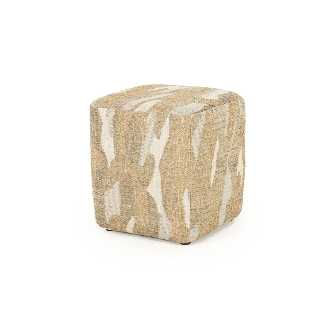 Poef Rytm – stof & hout taupe small