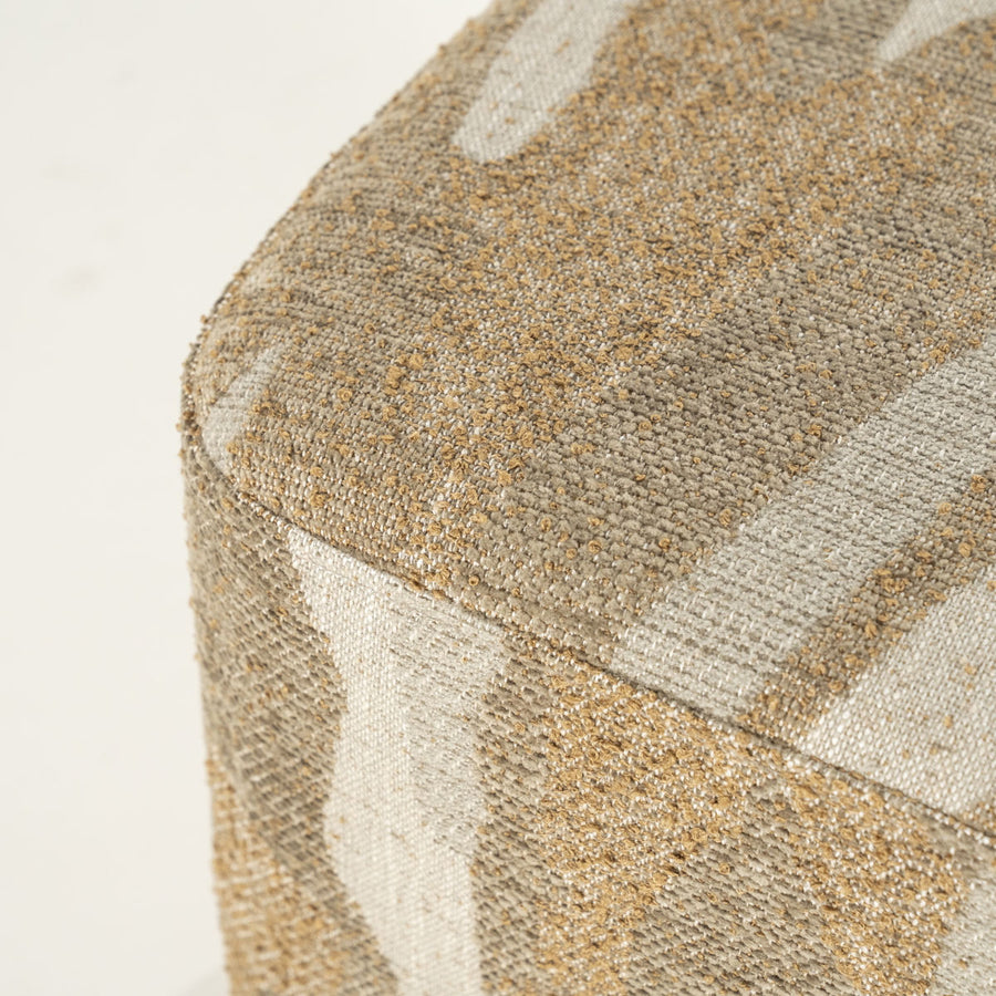 Poef Rytm – stof & hout taupe small