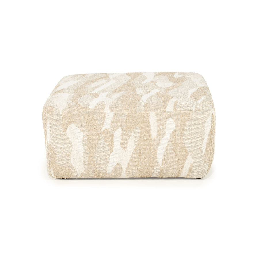Poef Rytm – stof & hout beige large