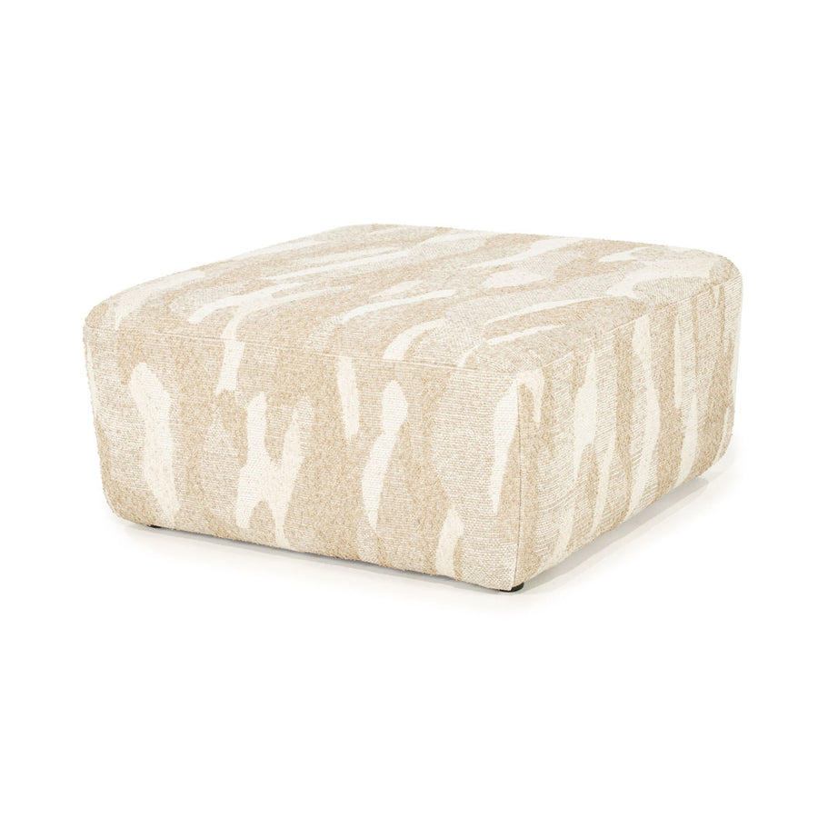 Poef Rytm – stof & hout beige large