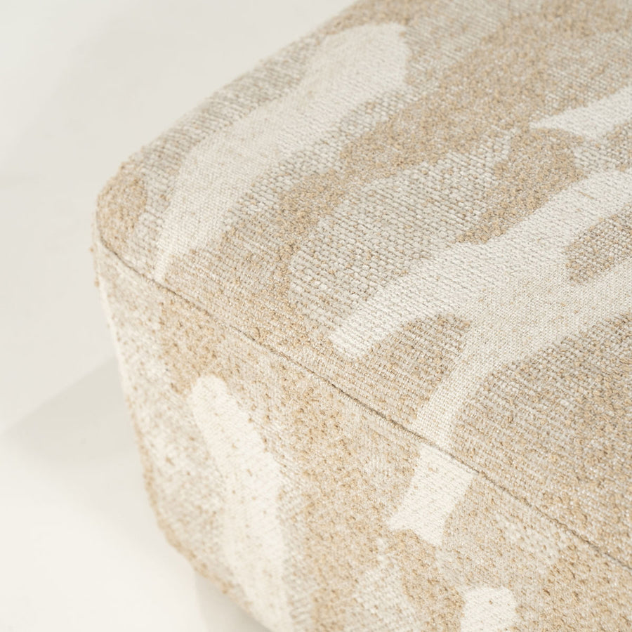Poef Rytm – stof & hout beige large