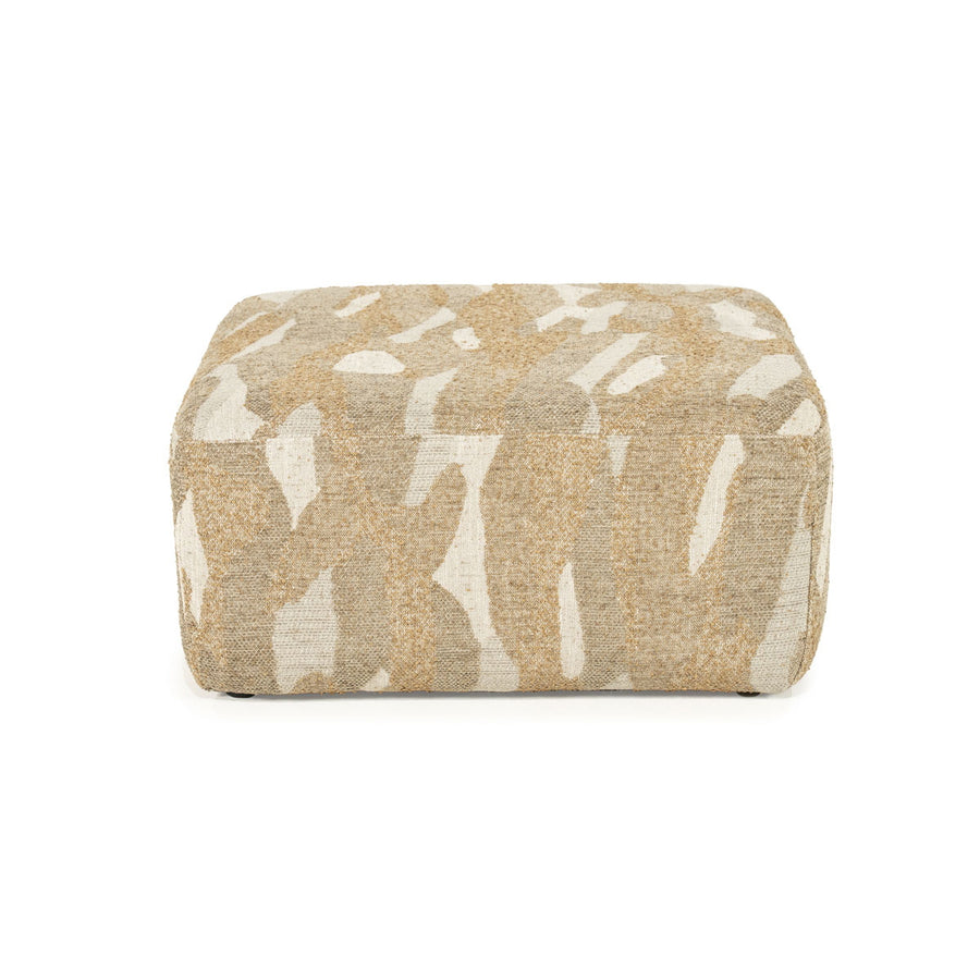 Poef Rytm – stof & hout taupe large