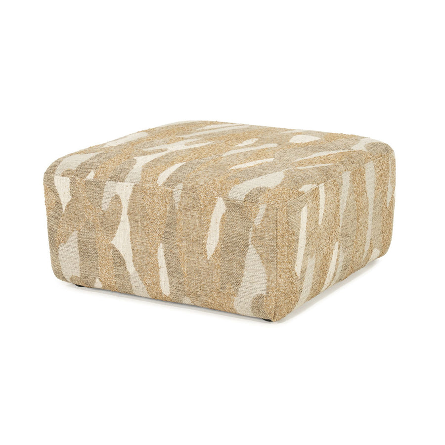 Poef Rytm – stof & hout taupe large