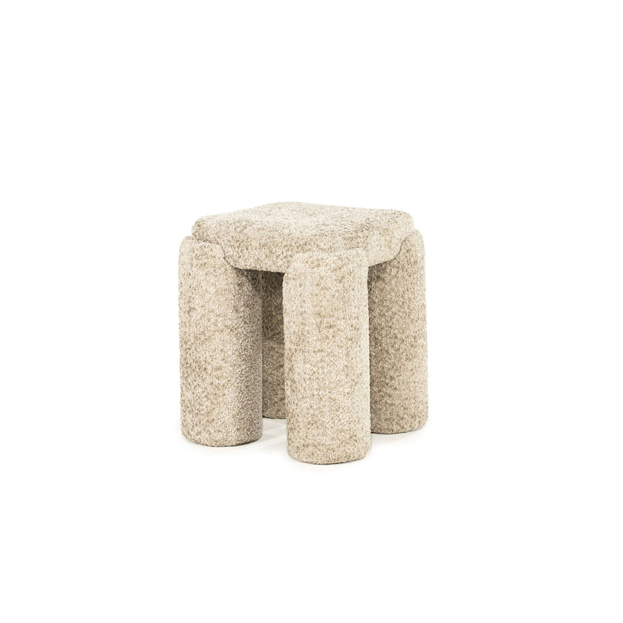 Poef Omla – stof & hout taupe