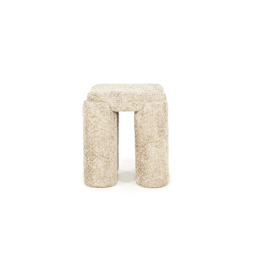 Poef Omla – stof & hout taupe