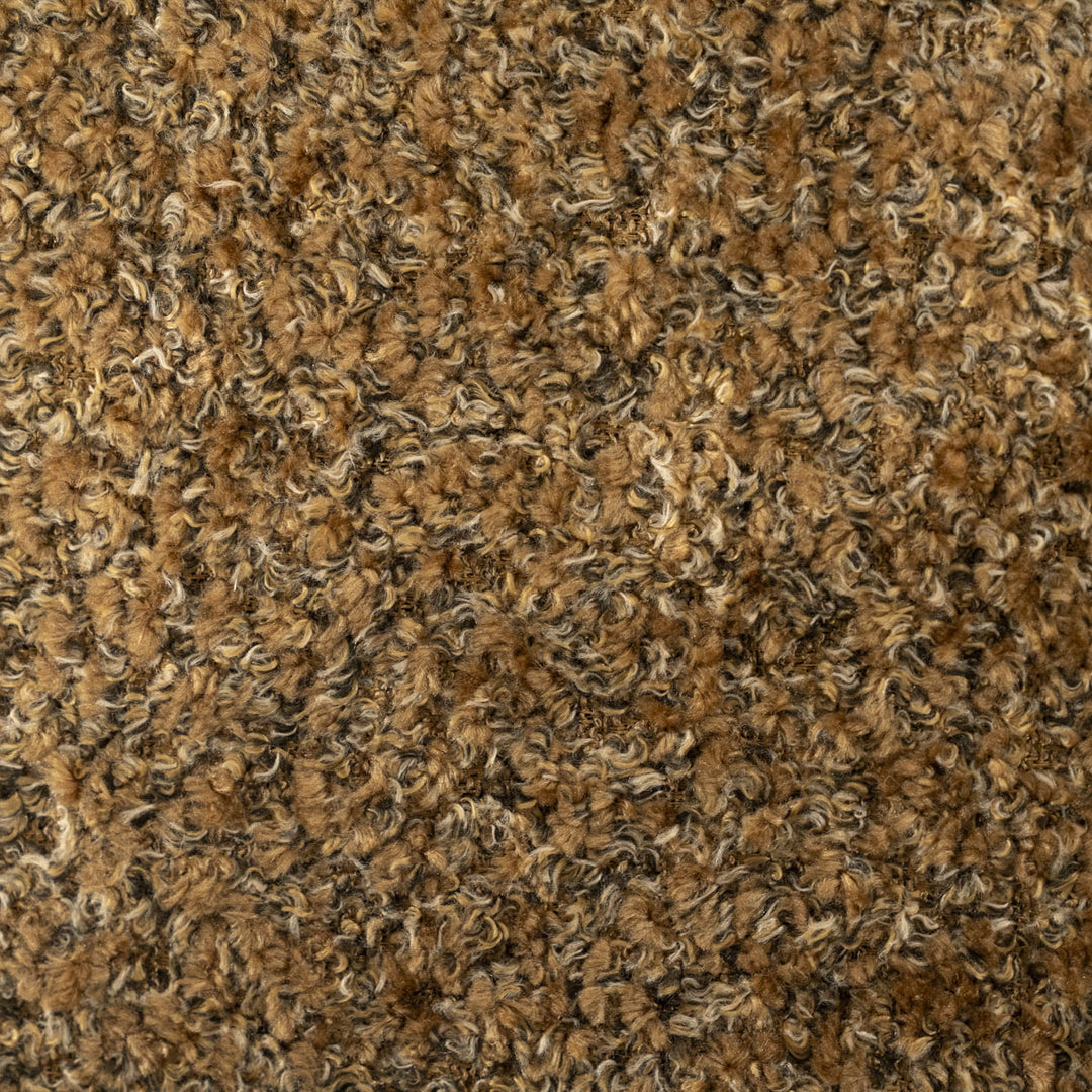 Poef Omla – stof & hout mosterd