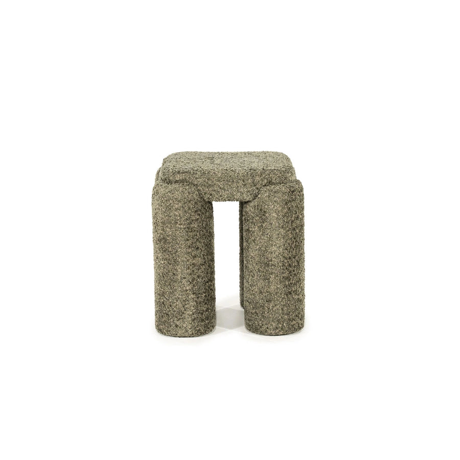 Poef Omla – stof & hout groen